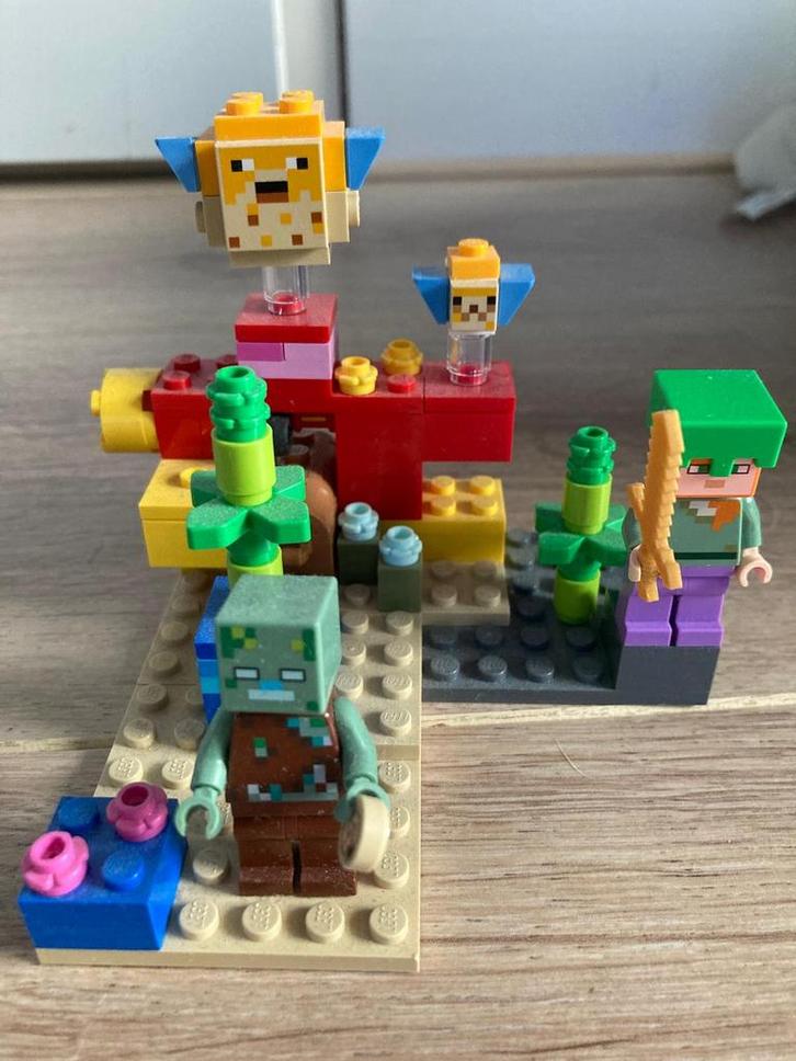 LEGO Minecraft Het Koraalrif - 21164, Kinderen en Baby's, Speelgoed | Duplo en Lego, Zo goed als nieuw, Lego, Complete set, Ophalen of Verzenden