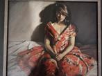 Gesigneerd schilderij vrouwenfiguur, signatuur B ´98, Antiek en Kunst, Kunst | Schilderijen | Klassiek, Ophalen of Verzenden