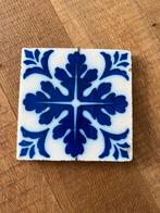 Vintage Azulejo Tegel Blauw Bloemmotief, Ophalen of Verzenden
