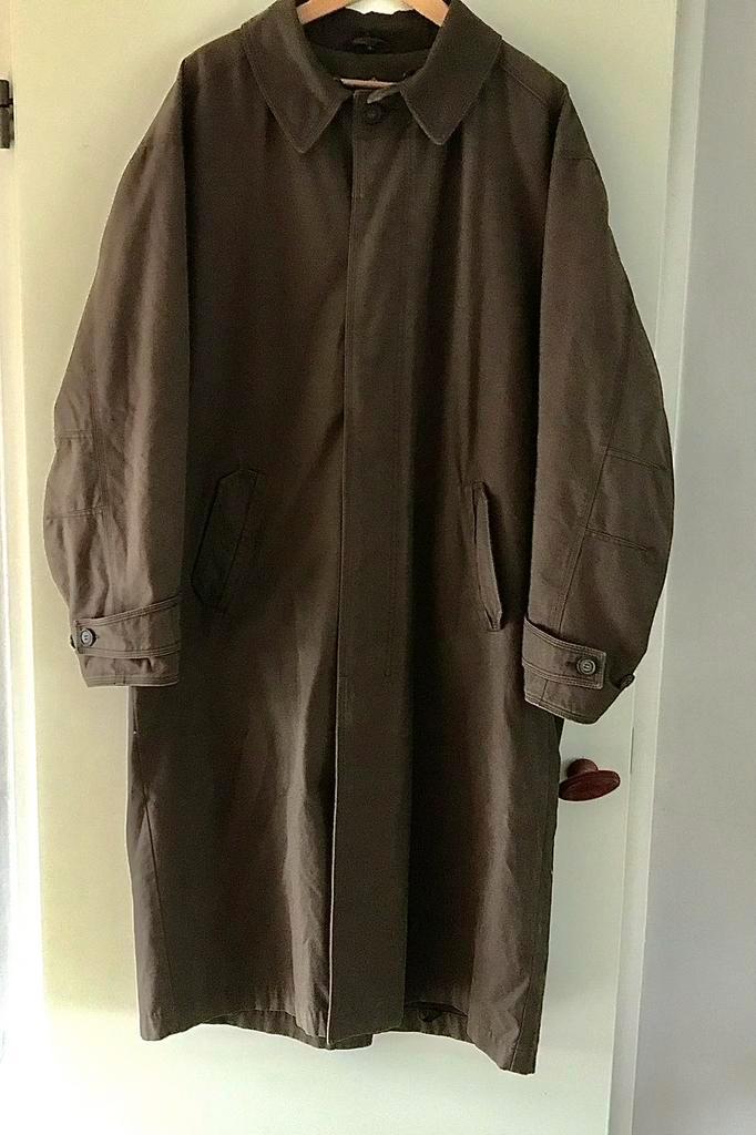 Lange outdoorjas mt 50, deels warme voering leren kraag, Kleding | Heren, Jassen | Winter, Gedragen, Maat 48/50 (M), Bruin, Ophalen of Verzenden