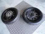 spaak wielen zwart poeder coat 16 inch   150 band 200 band, Motoren, Ophalen, Gebruikt, Onbekend, Wiellen