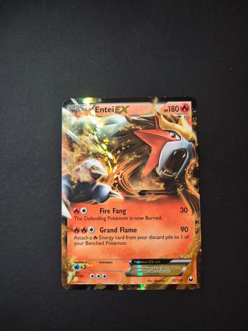 Entei ex 13/108 Pokemon Dark Explorers, Hobby en Vrije tijd, Verzamelkaartspellen | Pokémon, Zo goed als nieuw, Booster, Foil