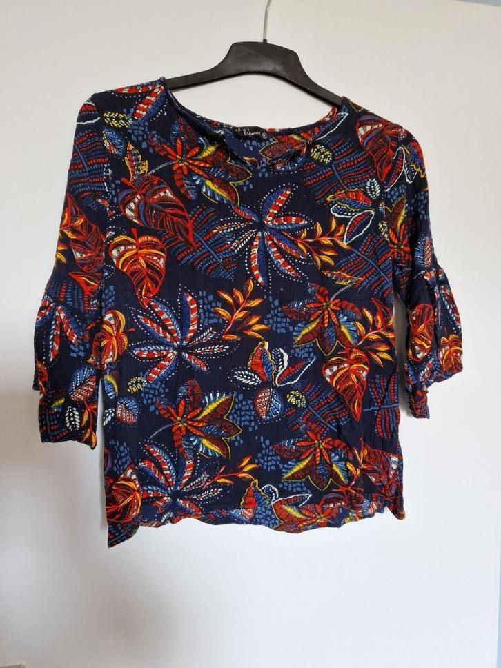 Mooie dames kleurrijke print donkere blouse Vianca maat XXL, Kleding | Dames, Blouses en Tunieken, Zo goed als nieuw, Maat 46/48 (XL) of groter