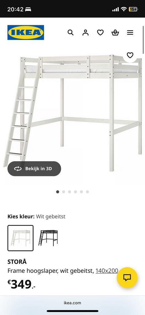 IKEA Twijfelaar Bed 140x200 - Wit, Huis en Inrichting, Slaapkamer | Bedden, Twijfelaar, 140 cm, 200 cm, Hout, Wit, Ophalen