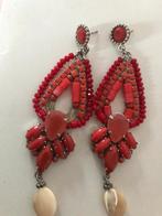 Boho glam rode statement oorbellen met schelp detail, Sieraden, Tassen en Uiterlijk, Oorbellen, Ophalen of Verzenden, Zo goed als nieuw