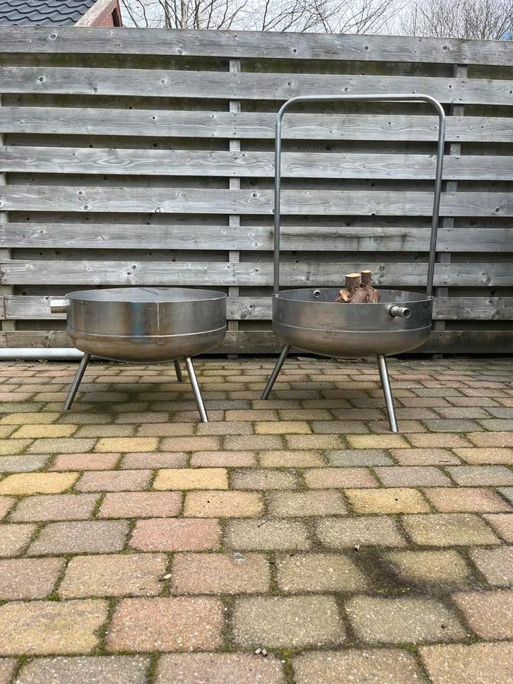 Nieuwe RVS vuurschaal met kookbeugel (optioneel), Tuin en Terras, Vuurkorven, Nieuw, Vuurkorf, Ophalen