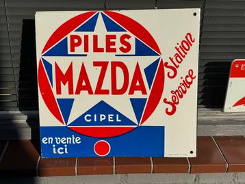 Vintage Mazda Piles Cipel emaille Reclamebord beschikbaar voor biedingen