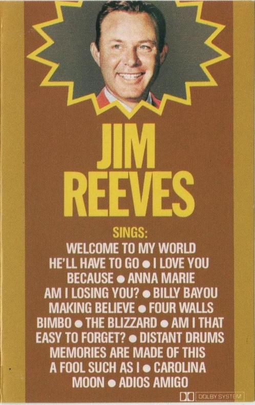 Jim Reeves Sings, Cd's en Dvd's, Cassettebandjes, Zo goed als nieuw, Origineel, Country en Western, 1 bandje, Ophalen of Verzenden