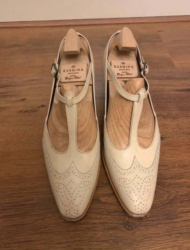 CARMINA handgemaakte leren T-strap schoenen EU 37.5, Kleding | Dames, Schoenen, Gedragen, Pumps, Overige kleuren, Ophalen of Verzenden