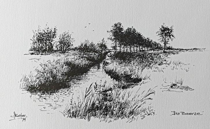 Riviertje.... " de Beerze " .... Kees Koster .., Antiek en Kunst, Kunst | Tekeningen en Foto's, Ophalen of Verzenden