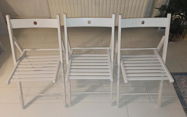 Klapstoelen Ikea TERJE - kleur wit. Set van 3., Huis en Inrichting, Stoelen, Zo goed als nieuw, Drie, Hout, Wit, Ophalen