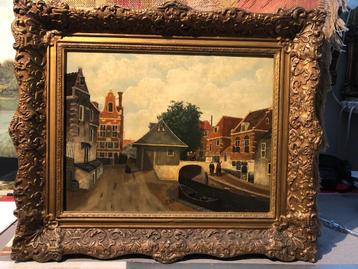 Prachtig schilderij met stadsgezicht | olieverf op linnen 