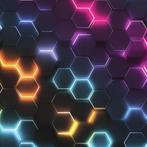 Hexagon behang, vliesbehang, fotobehang, Verzenden, Minder dan 10 m², Grafisch, game,