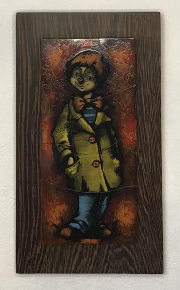 Leuk schilderij, afbeelding van clown op hout beschikbaar voor biedingen
