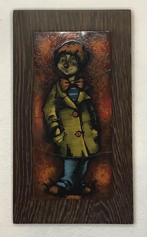 Leuk schilderij, afbeelding van clown op hout, Verzamelen, Retro, Huis en Inrichting, Ophalen of Verzenden
