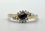 Gouden Vintage ring met saffier en diamanten. 2025/702, 18 tot 19, Blauw, ., Ophalen of Verzenden