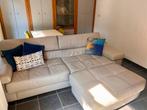 beige, 2,5-zits Belform bank met hocker, Ophalen, Gebruikt, Leer, Modern
