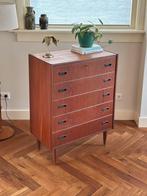 Vintage ladekast teak hout jaren 50/60 Deens Scandinavisch, Ophalen, Gebruikt, 5 laden of meer, Teakhout