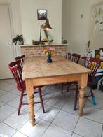 Antieke vintage houten eettafel met stoelen, Huis en Inrichting, Tafels | Eettafels, Ophalen, Gebruikt, 50 tot 100 cm, Vijf personen of meer