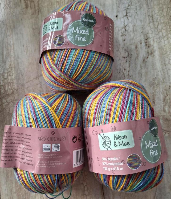 Alison & Mae Mixed Fine Wol - 18 Bollen + restje, Hobby en Vrije tijd, Breien en Haken, Nieuw, Breien of Haken, Wol of Garen, Ophalen of Verzenden