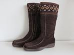 Bruine hoge, lange laarzen met geborduurde rand maat 38, Kleding | Dames, Schoenen, Hoge laarzen, Bruin, Nieuw, Ophalen of Verzenden