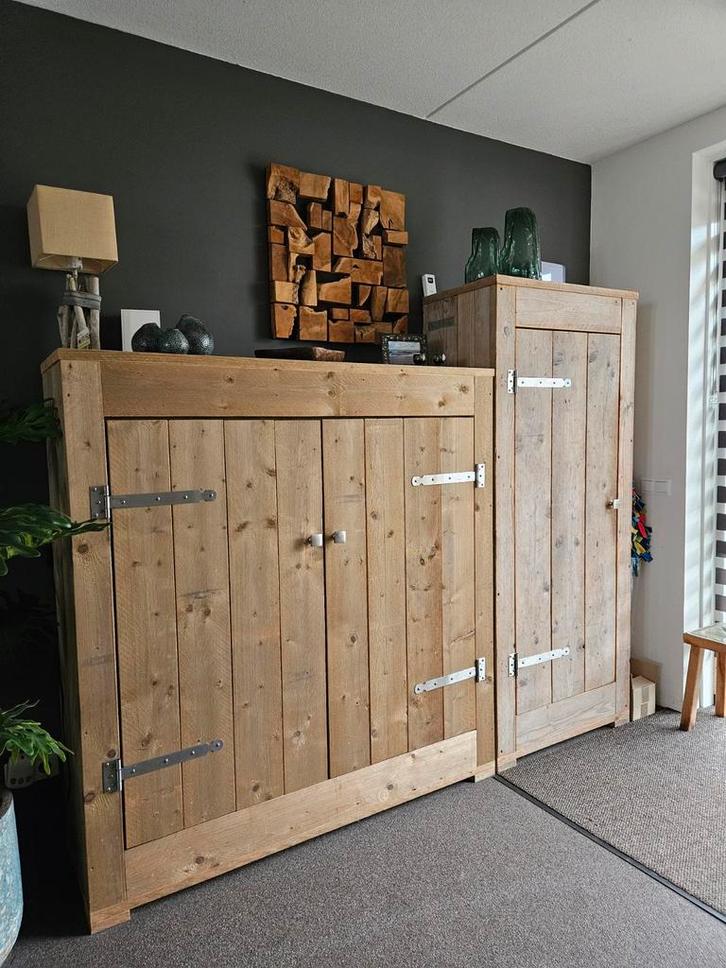 2 Steigerhouten kasten, Huis en Inrichting, Kasten | Kledingkasten, 150 tot 200 cm, 100 tot 150 cm, 25 tot 50 cm, Overige houtsoorten