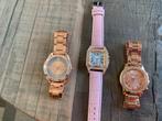 3 roze horloges met strass, Nieuw, Met strass, Overige merken, Ophalen of Verzenden