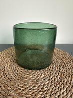Cilinder vaas bubbelglas groen, Ophalen, Minder dan 50 cm, Groen, Glas