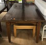 Grote zware houten tafel, 220 x 100 x 76 cm met uitbreiding, Ophalen, Onbekend, Onbekend, Onbekend