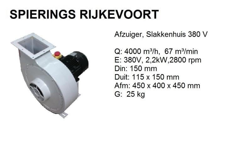 Afzuiger 230 of 380V, rookgas, krullenzuiger, ook gebruikt !, Doe-het-zelf en Verbouw, Ventilatie en Afzuiging, Nieuw, Ventilator en Afzuiger