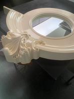 Ronde, aparte spiegel met Kuif - Crème, Huis en Inrichting, Woonaccessoires | Spiegels, Ophalen, Rond, Zo goed als nieuw, 75 tot 100 cm