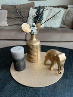 Goudkleurige onderzetter met gouden vaas, Ophalen of Verzenden, Zo goed als nieuw, Rond, Metaal