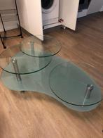 Design glazen salontafel met draaiplateaus, Huis en Inrichting, Tafels | Salontafels, Ophalen, 100 tot 150 cm, 50 tot 100 cm, Modern