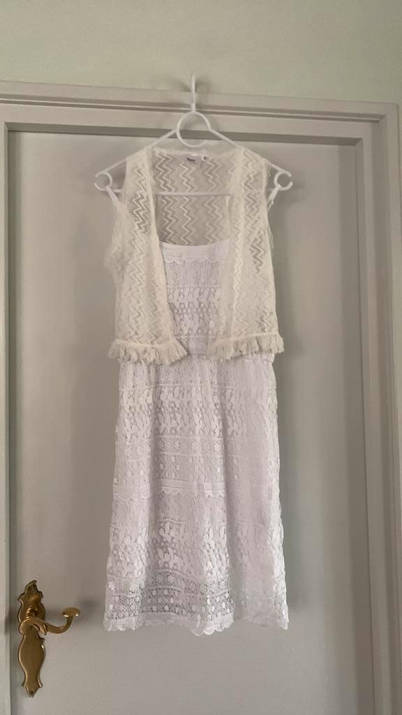 Bonprix Meisjes Feestjurk Wit Kant m Hesje nieuw 158, Kinderen en Baby's, Kinderkleding | Maat 158, Nieuw, Meisje, Setje, Ophalen of Verzenden