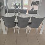 Moderne Eethoek met Witte Tafel en Grijze Stoelen, Huis en Inrichting, Ophalen of Verzenden