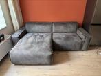 Bank anthraciet velours met chaise longue zit lekker, Ophalen, Gebruikt