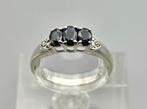 Gouden Vintage ring edelsteen saffier en diamant. 2025/534.
