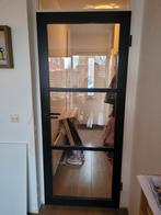 Zwart gelakte opdekdeur Vera helder glas, smalslot en beslag, Gebruikt, 80 tot 100 cm, Binnendeur, Ophalen of Verzenden