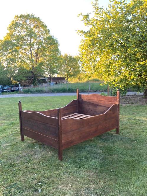 Massief grenen hemelbed, Huis en Inrichting, Slaapkamer | Bedden, Gebruikt, Tweepersoons, 140 cm, 200 cm, Hout, Ophalen