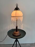 Vintage messing lamp met melk glazenkap, Ophalen