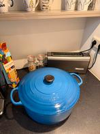 Le creuset 34cm stoof/braadpan blauw, Huis en Inrichting, Keuken | Potten en Pannen, Ophalen, Zo goed als nieuw, Gietijzer, Koekenpan of Braadpan