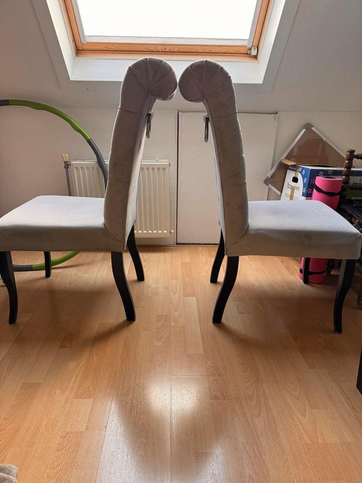 2x Eric Kuster Stoelen, Huis en Inrichting, Stoelen, Gebruikt, Twee, Stof, Grijs, Ophalen