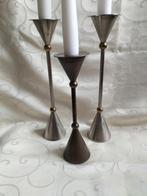 Memphis Milano stijl kandelaars chroom met koper 26 cm hoog, Ophalen of Verzenden, Koper of Brons