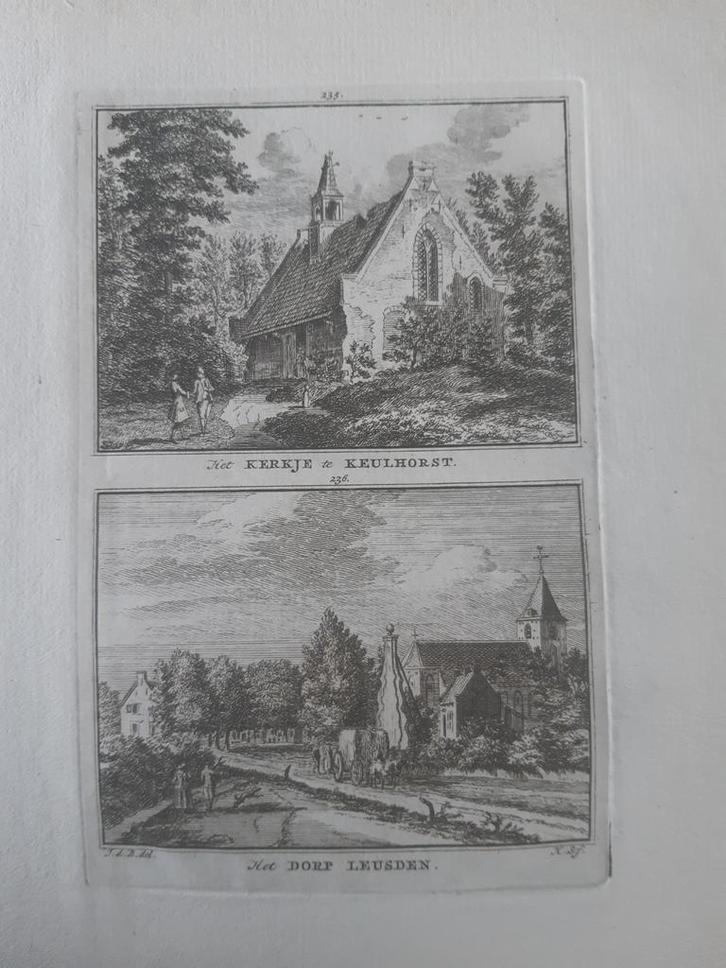 235-236 / Kerk Keulhorst en Dorp Leusden Kopergravure 1773, Antiek en Kunst, Antiek | Boeken en Bijbels, Ophalen of Verzenden