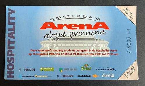 Voetbal Arena Hospitality kaart AJAX - AC MILAN 14-08-1996, Verzamelen, Sportartikelen en Voetbal, Zo goed als nieuw, Ajax, Ophalen of Verzenden