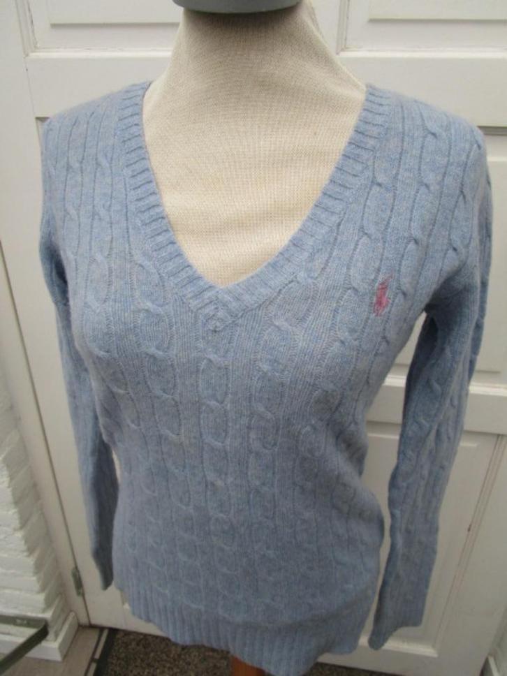 Mooie Ralph Lauren dames kabeltrui maat (ruime) S, lamswol, Kleding | Dames, Truien en Vesten, Zo goed als nieuw, Blauw, Ophalen