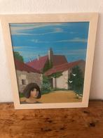Schilderij  van het griekse eiland Rhodes., Ophalen of Verzenden, Nieuw, Schilderij, 75 cm of meer