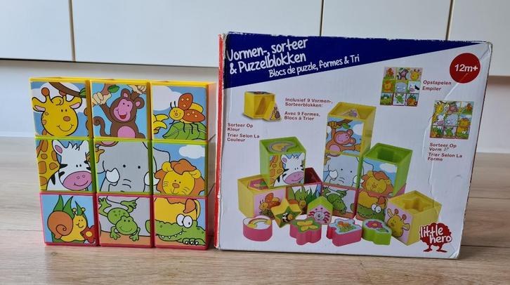 Vormen-, sorteer en puzzelblokken, Kinderen en Baby's, Speelgoed | Educatief en Creatief, Gebruikt, Bouwen, Puzzelen, Ontdekken