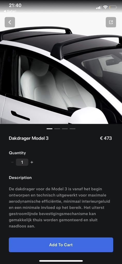 Tesla Model 3 ORIGINELE Dakdrager, Auto diversen, Dakdragers, Zo goed als nieuw, Ophalen