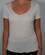 extured sheer white tee – scoop neck, airy knit, size L, Verzenden, Wit, Maat 42/44 (L), Korte mouw